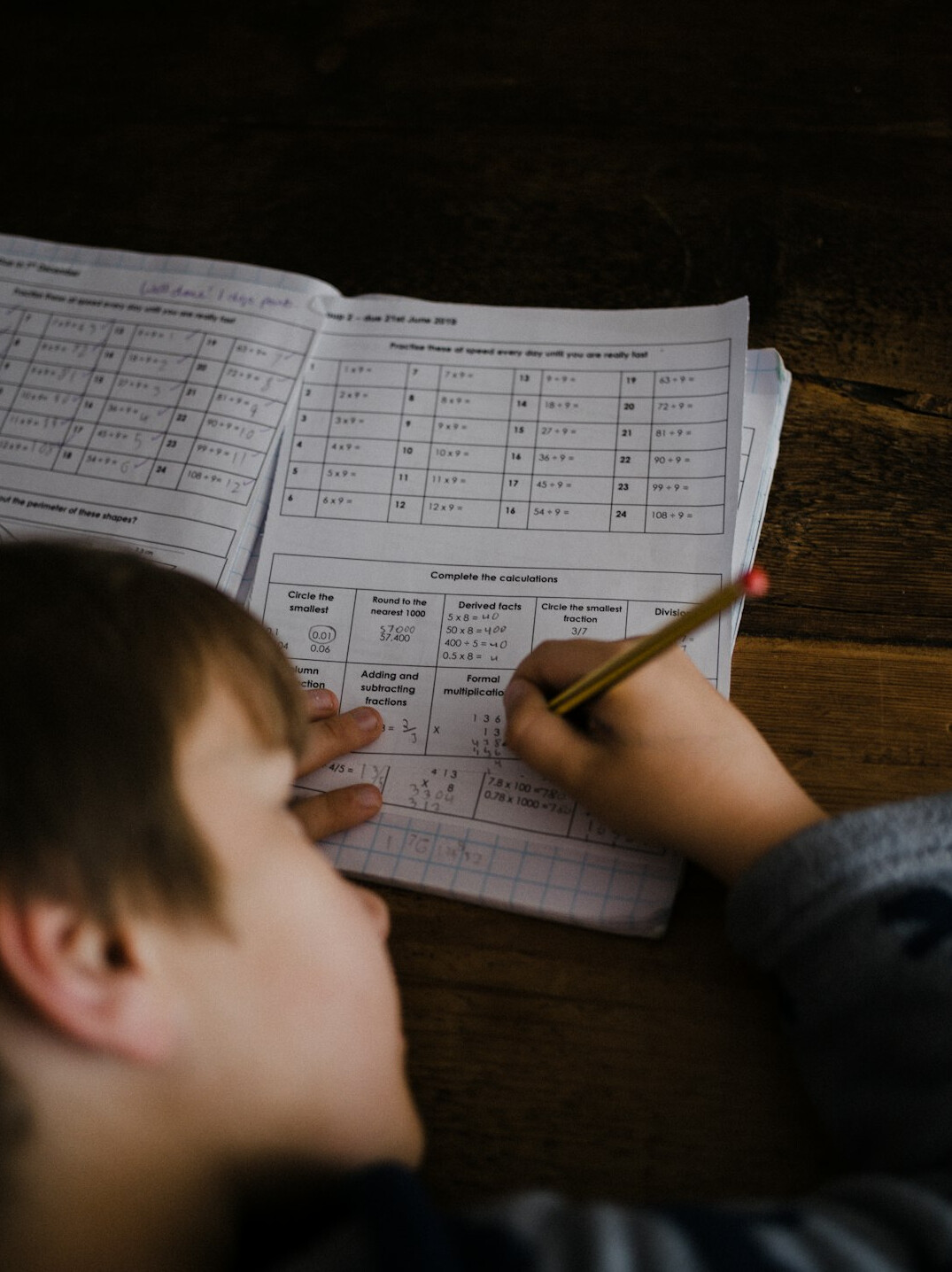 children studying at home