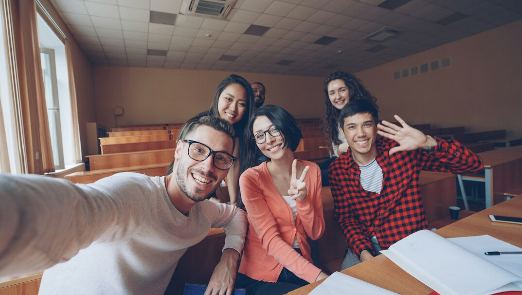 diverse young adults smiling