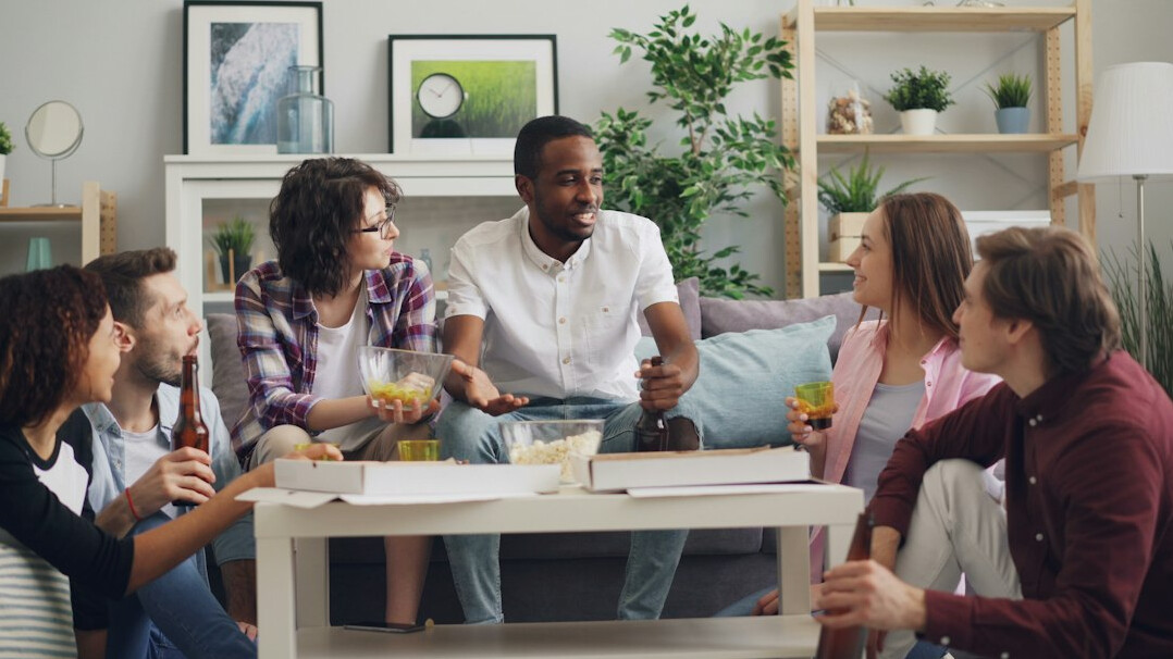 group of diverse people talking