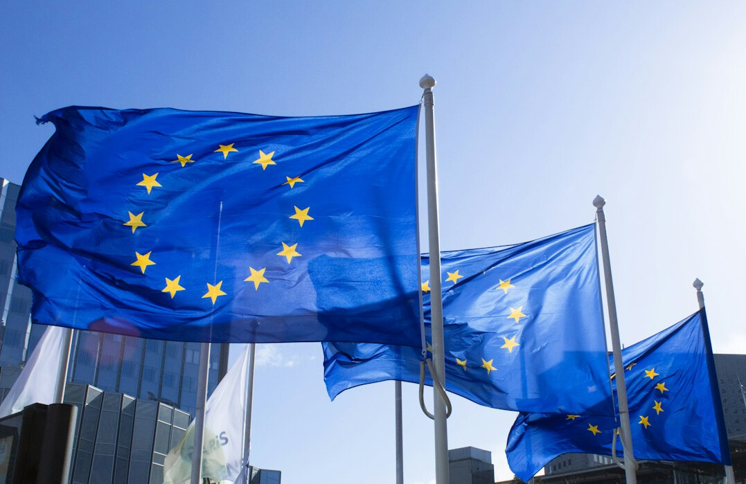 european union flag waving